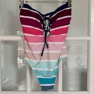5/$20 Splendid swimsuit, size M. Laces up in front & back. Rainbow stripe.